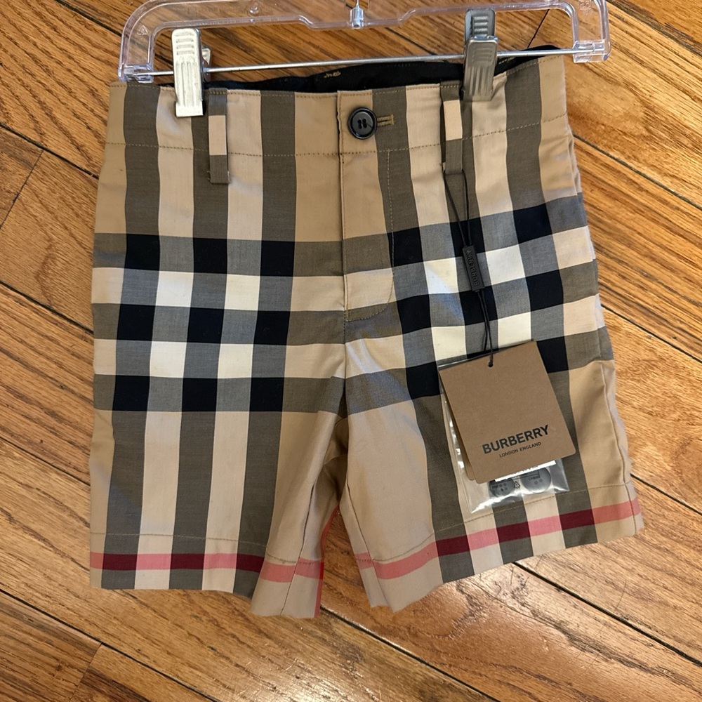 Burberry Tan and Black Plaid Shorts